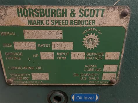 Horsburgh & Scott,T-3260-200-G,Speed Reducer Ratio 124:1 CG180-30 3Hp ...