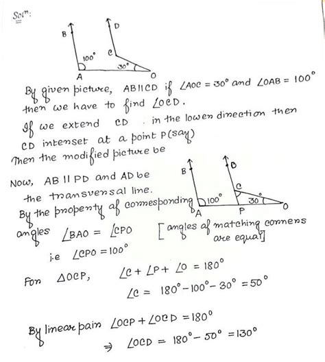 in the given figure AB||CD , if angle AOC 30degree and angle OAB =100 ...