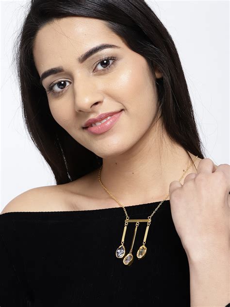 Buy Blueberry Gold Plated Agate Stone Detailing Necklace Online