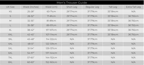 Trousers Sizes Conversion Chart Measuring Guides – Uniforms By Niki