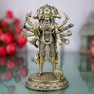 Bhunes Brass Panchamukhi Hanuman Idol, Bajrangbali Murti, Anjaneya ...