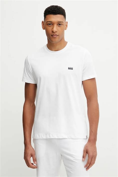 BOSS t-shirt bawełniany męski kolor biały gładki 50531401 | Answear.com