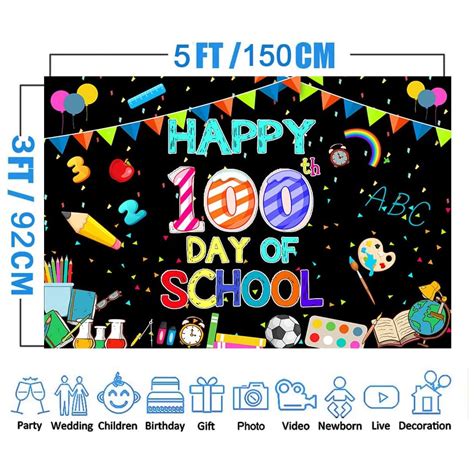 MEETSIOY 100 Days of Fun School Backdrop Alarm Clock | Ubuy India