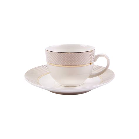 Cup & Saucer White 150 ML - Set of 12 Pcs (6 Cups & 6 Saucers) – Raj ...