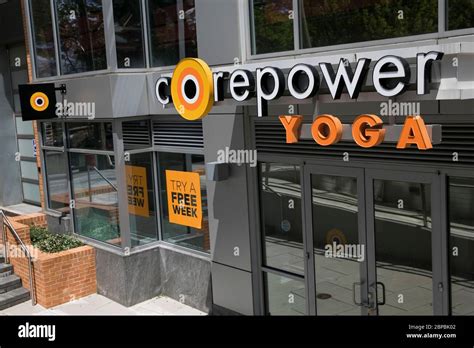 A logo sign outside of a CorePower Yoga location in Washington, D.C ...