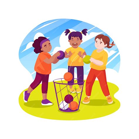 Бросание мяча изолированной векторной иллюстрацией мультфильма ...