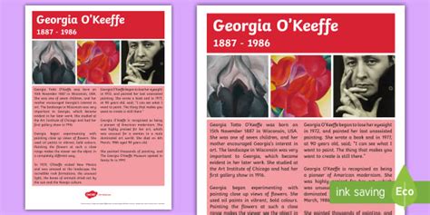 Georgia O’Keeffe Facts for Children - Printable Fact Sheet