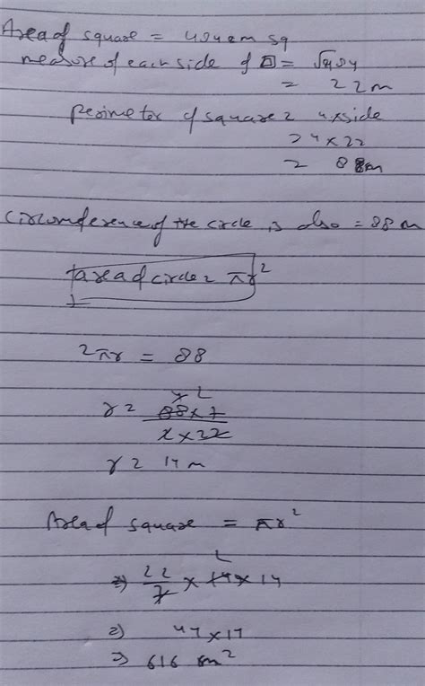 The circumference of the circle is equal to the perimeter of the square ...