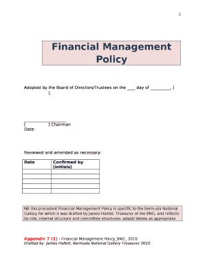 NB this precedent Financial Management Policy is specific to the ...
