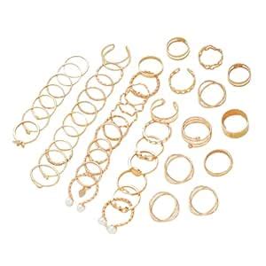 Shining Diva Fashion Set of 46 Latest Stylish Gold Plated Rings for ...