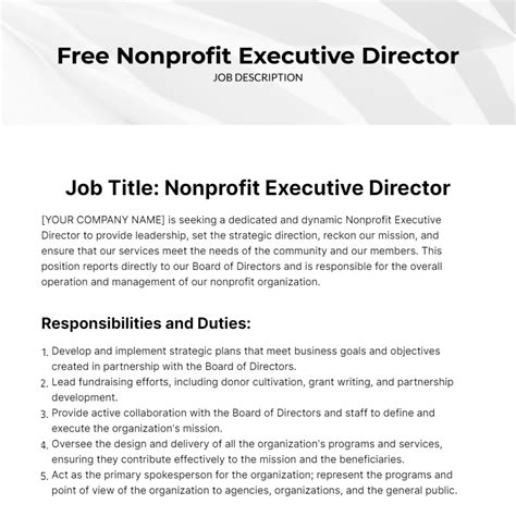 Nonprofit Job Description Template - prntbl.concejomunicipaldechinu.gov.co