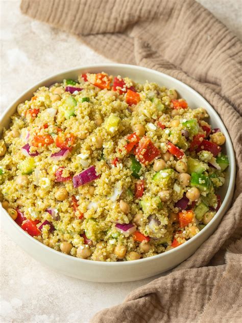 Quinoa Chickpea Salad with a Lemon Basil Vinaigrette
