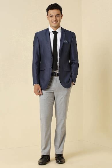 Buy Men Navy Textured Formal Blazer Online - 39964146 | Allen Solly