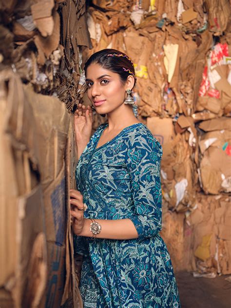 French Navy Blue Printed Kurta Set for Women | Salwat