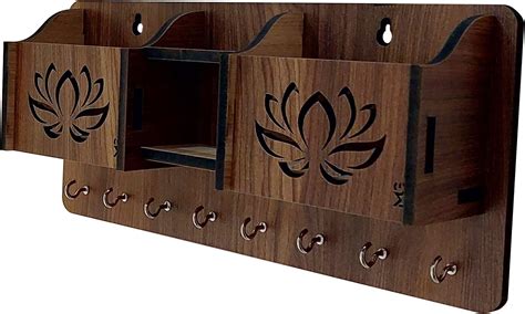 Gkart Lotus Key Holder & Two Mobile Holder Wooden Key Holder (8 Hooks ...