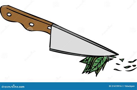 Isolated Vector Illustration of Kitchen Knife Chopping Herbs Stock Vector - Illustration of ...