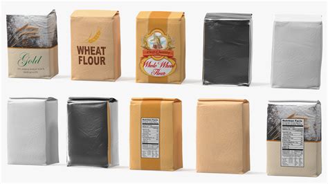 Wheat Flour Paper Bag 5lb Set 3D model | 3D Molier International