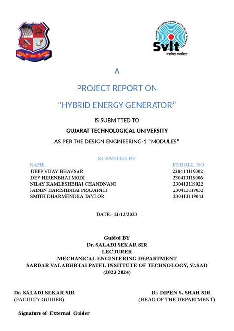 Design Engineering Report: Renewable Energy Project for GTU - Studocu