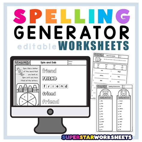 Spelling Worksheet Generator - Superstar Worksheets