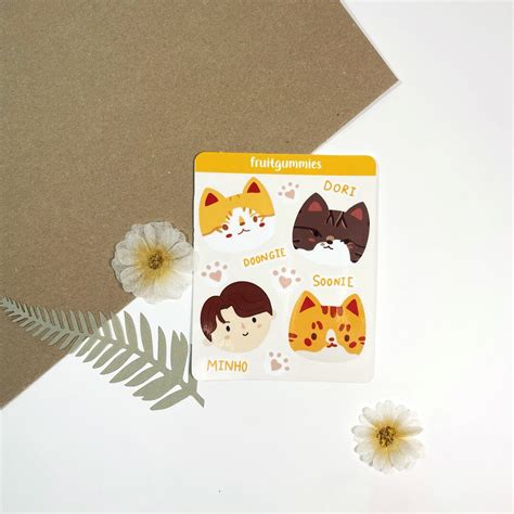 Stray Kids Lee Know Cats / Soonie, Doongie, Dori Stickers / 8pc Sticker ...