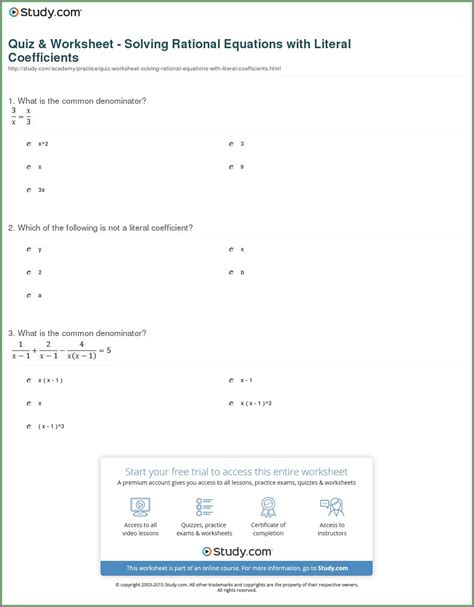 Free Algebra 2 Worksheets With Answers