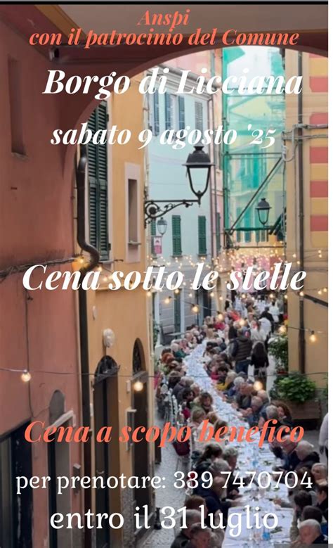Cena sotto le stelle, Licciana Nardi, Fivizzano, 9 August 2025 | AllEvents