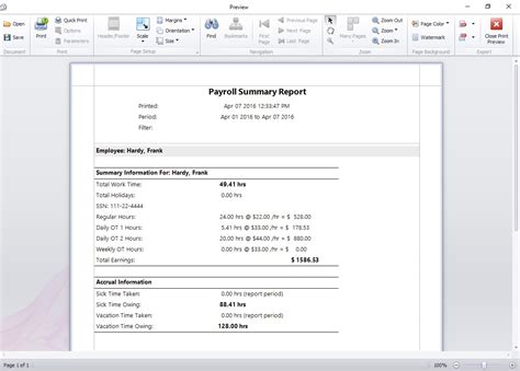Image result for Payroll Summary Example