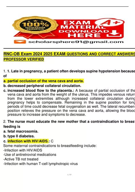 RNC-OB Exam 2024–2025 | Verified Questions with Correct Answers for ...