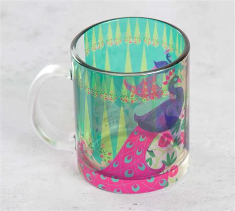 Buy India Circus Conifer and Peacock Illusion Glass Coffee Mug, 270 ml ...
