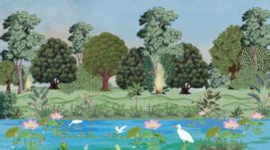 Vatika, Blooming Indian Garden with Native Trees and Birds Wallpaper ...