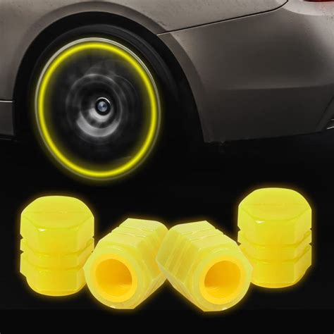 HETVIN Night Glow Wheels Cap Tire Valve Stem for Car, Air Caps Cover ...