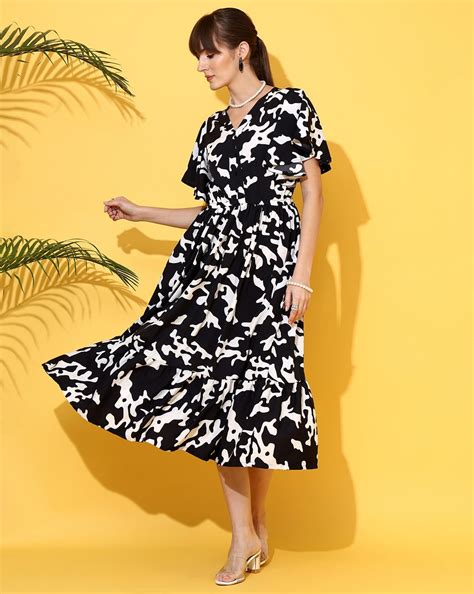 Ethereal Bloom Black Midi Dress by Wyshlist
