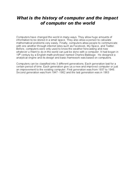 Ins History and Impact of Computer | PDF