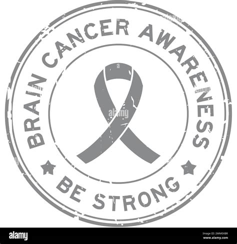 Grunge gray brain cancer awareness be strong word with ribbon banner as ...