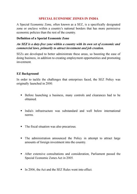 What are Special Economic Zones in India - SPECIAL ECONOMIC ZONES IN ...