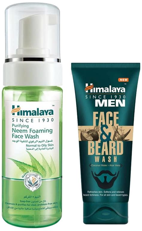 Himalaya Men Face & Beard Wash, 80ml & Herbals Purifying Neem Foaming ...