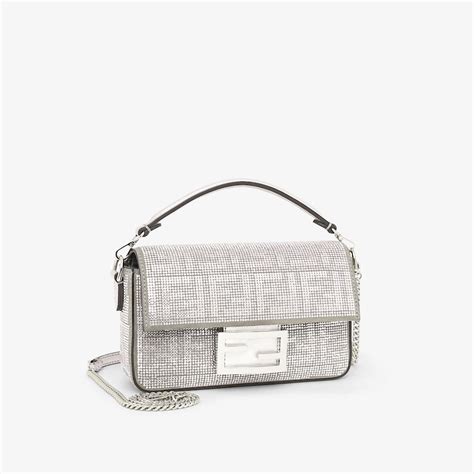 Baguette Mini Sequins or crystals Silver | Fendi