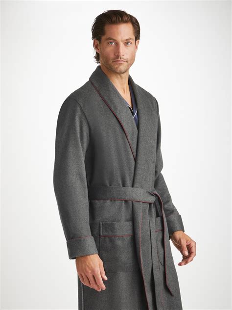 Men's Charcoal Pure Cashmere Dressing Gown | Derek Rose