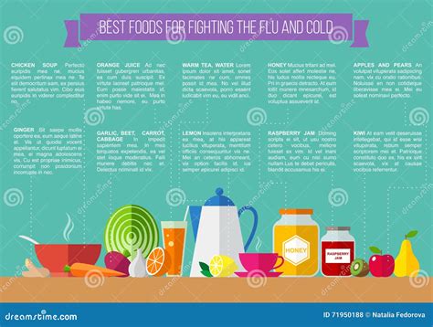 Best Foods for Fighting the Flu and Cold. Stock Vector - Illustration ...