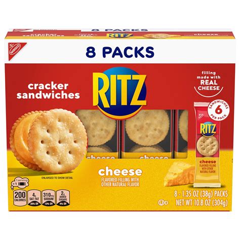 RITZ Cheese Sandwich Crackers, 8 Snack Packs (6 Crackers Per Pack ...