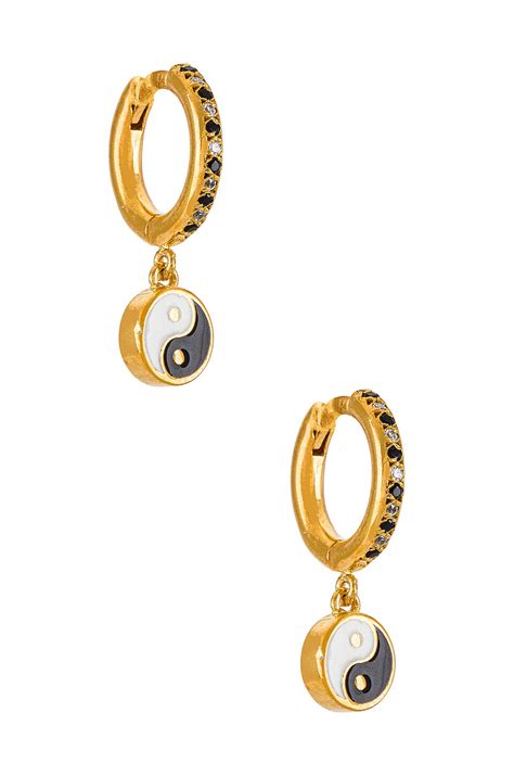 Eye M by Ileana Makri Ying Yang Midi Hoops in Gold | REVOLVE