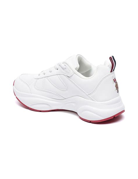 Off White Sage Panelled Solid Lace Up Sneakers – U.S. Polo Assn. India