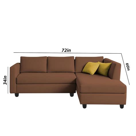 Casaliving Max RHS 4 Seater L Shape Sofa Set for Living Room (Brown Fa