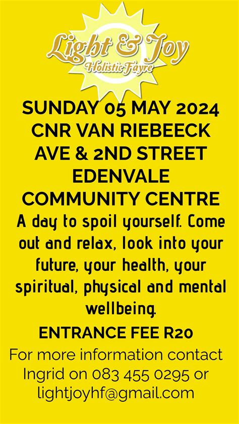 Light & Joy Fayre 05 May 2024, Edenvale Community centre, 5 May 2024 ...
