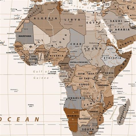 Vintage Style World Map Wallpaper, Brown & Beige, Made to Size | Life n ...