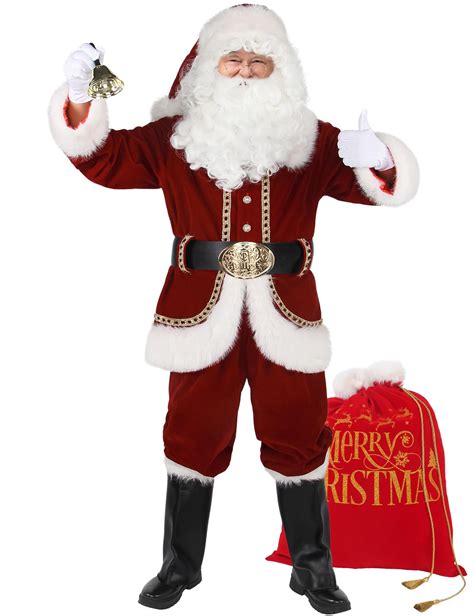 Ahititi Santa Claus Costume for Men Deluxe Professional Santa Suit ...
