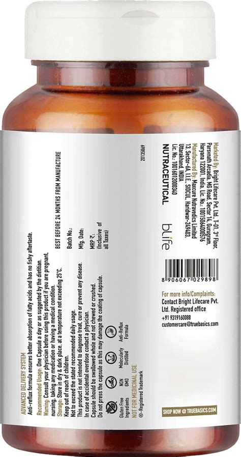 Buy TRUEBASICS OMEGA-3 FISH OIL TRIPLE STRENGTH 560MG EPA & 400MG DHA ...