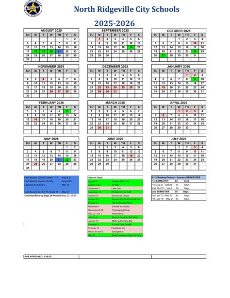 North Ridgeville city schools Calendar 25-26 Revised [PDF] - EduCounty