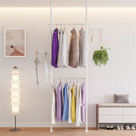 DYN Ptah Floor to Ceiling Adjustble Garment Rack, Heavy Duty 2-Tier ...