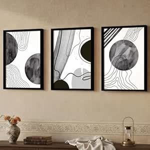 NoWorries Abstract line art black & white Wall painting for home ...